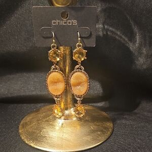 Chico's Gold and Amber Dangle Earrings